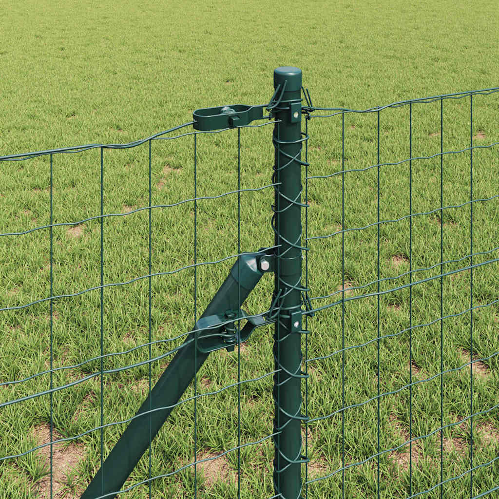Recinzione metallica saldata in acciaio PVC verde 25 x 0,4 m con pali per fissaggio a terra