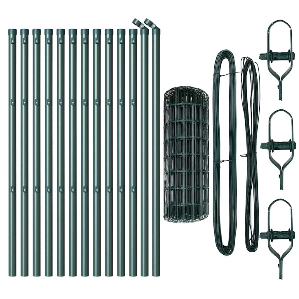 Recinzione metallica saldata in acciaio PVC verde 25 x 0,4 m con pali per fissaggio a terra