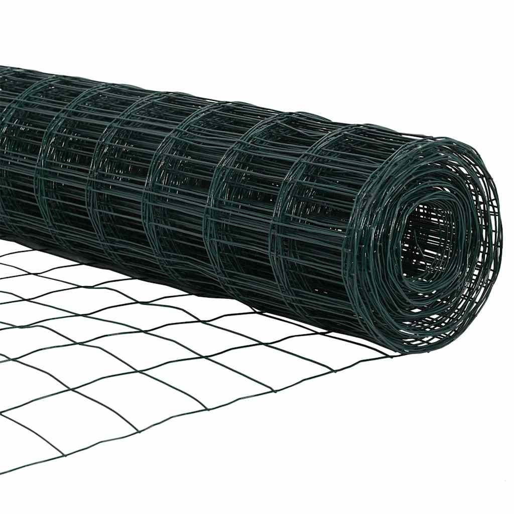Recinzione metallica saldata in acciaio PVC verde 25 x 0,8 m con pali per fissaggio a terra