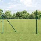 Recinzione metallica saldata in acciaio PVC verde 10x1,6 m con pali di fissaggio a terra