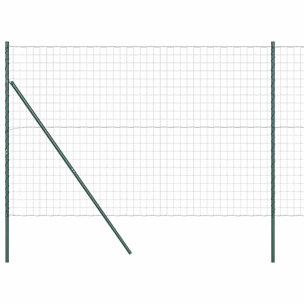 Recinzione metallica saldata in acciaio PVC verde 10x1,6 m con pali di fissaggio a terra
