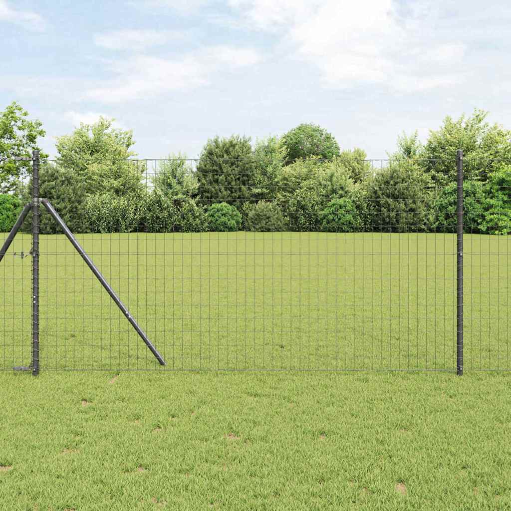 Recinzione metallica saldata in acciaio PVC grigio 10x1,2 m con pali fissaggio a terra