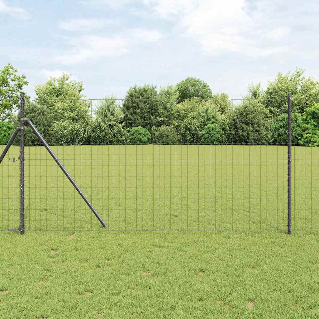 Recinzione metallica saldata in acciaio PVC grigio 10 x 1,4 m con fissaggio a terra