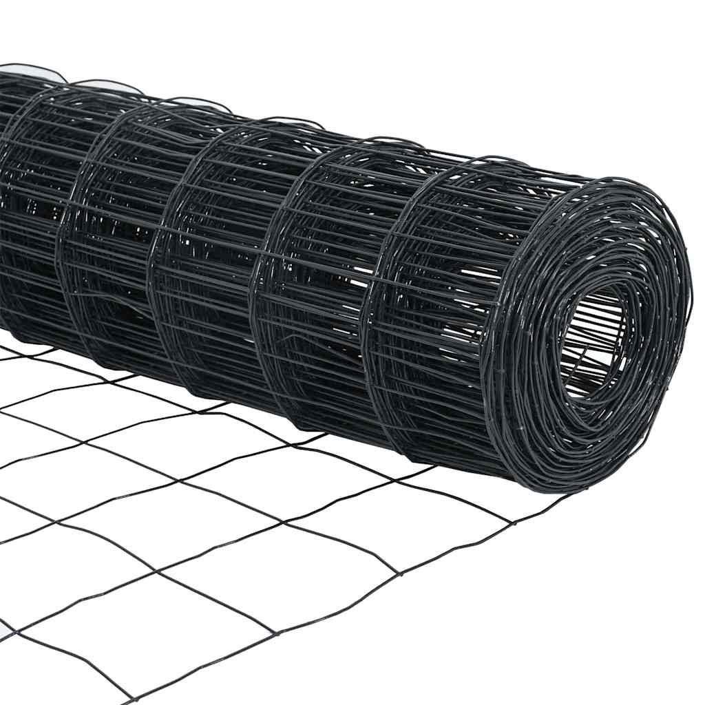 Recinzione metallica saldata grigia 25 x 0,6 m con pali per fissaggio a terra