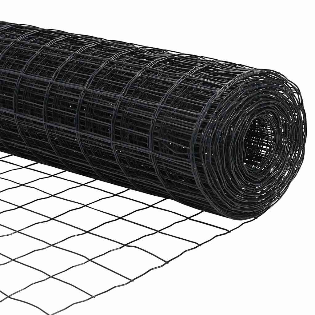 Recinzione metallica saldata in acciaio PVC grigio 25x0,4 m con pali di fissaggio a terra