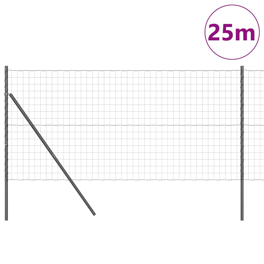 Recinzione metallica saldata 25x1,2 m grigio acciaio PVC fissaggio a terra