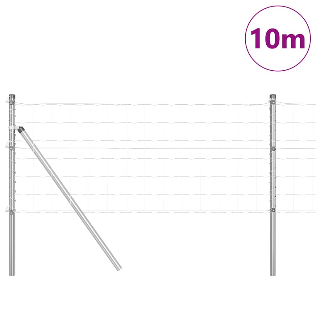 Recinzione con Posti Argento 0,4 x 10 m Acciaio e PVC