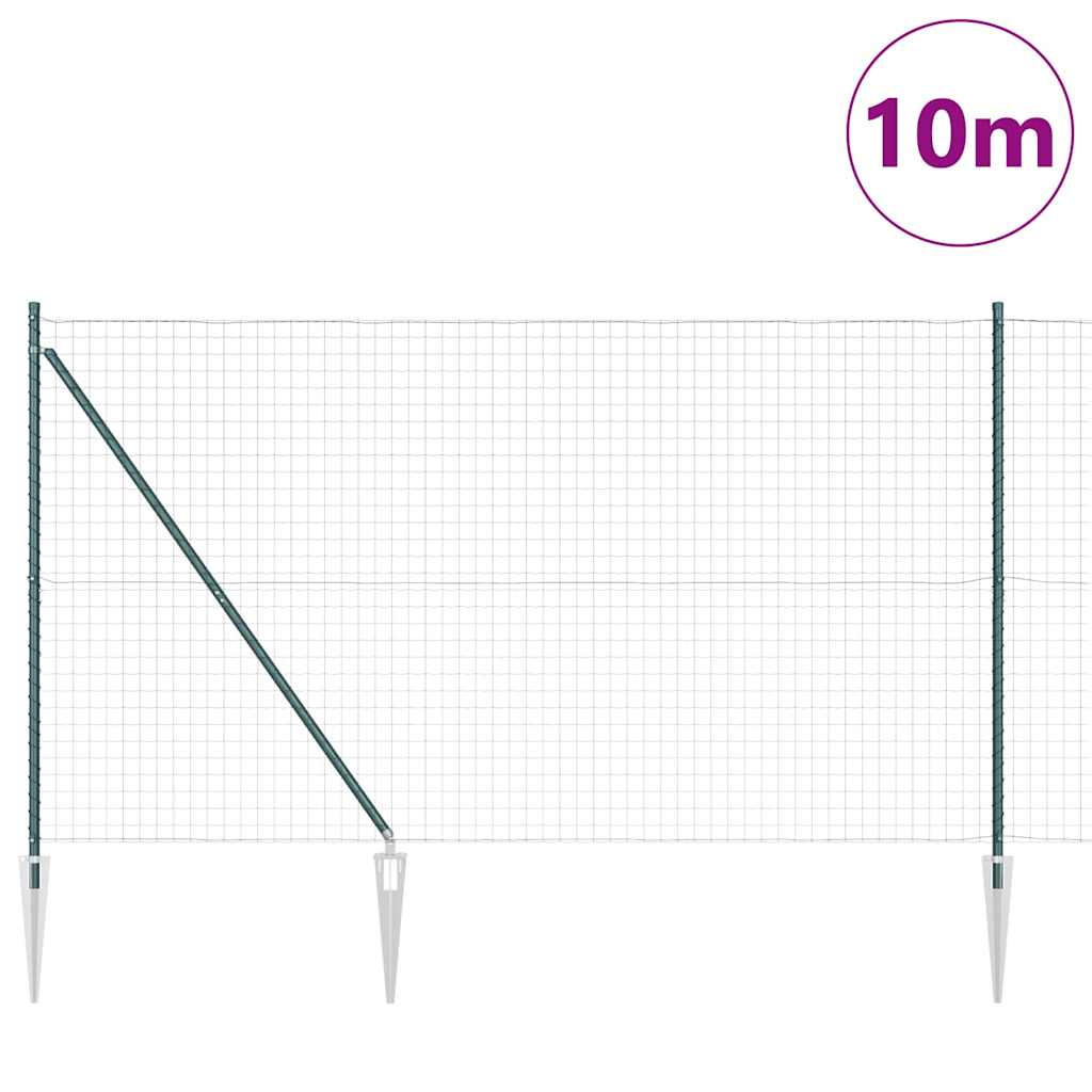Recinzione in rete saldata verde 10 x 1,5 m con punte