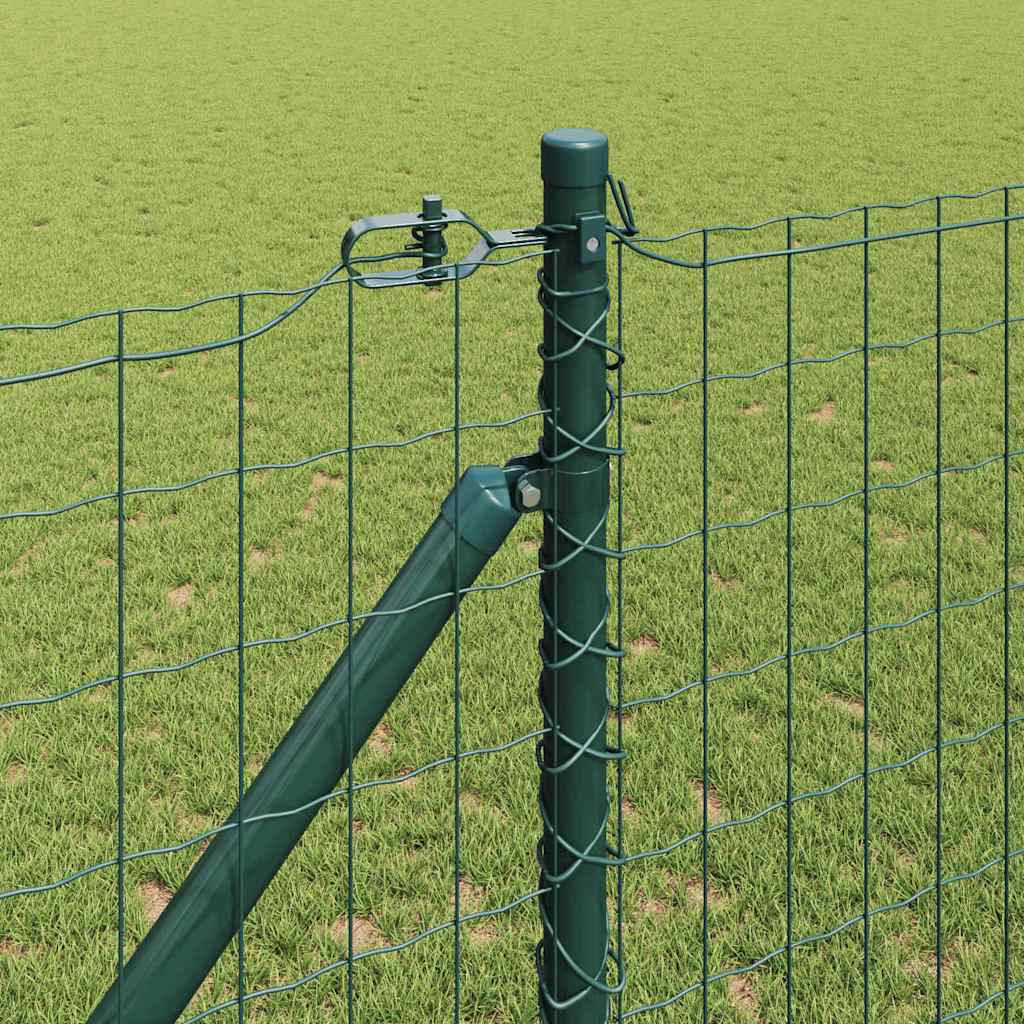 Recinzione in rete saldata con punte 10 x 1,4 m verde acciaio PVC
