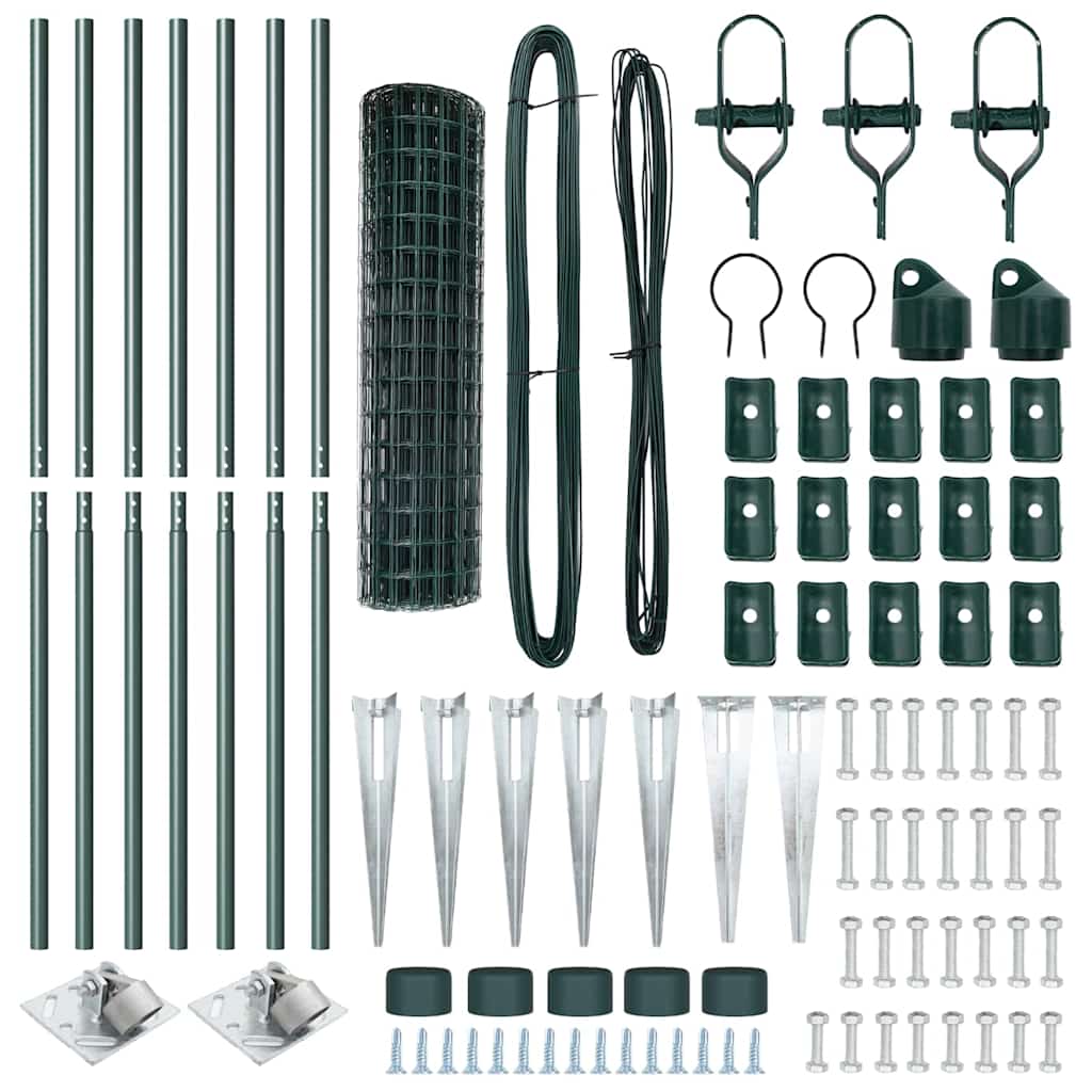 Recinzione in rete saldata con punte 10 x 1,4 m verde acciaio PVC