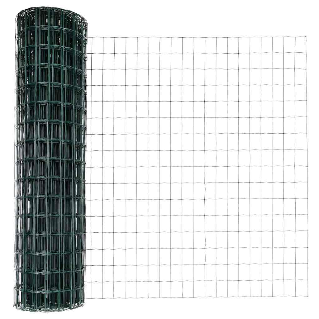 Recinzione in rete saldata con punte 10 x 1,4 m verde acciaio PVC