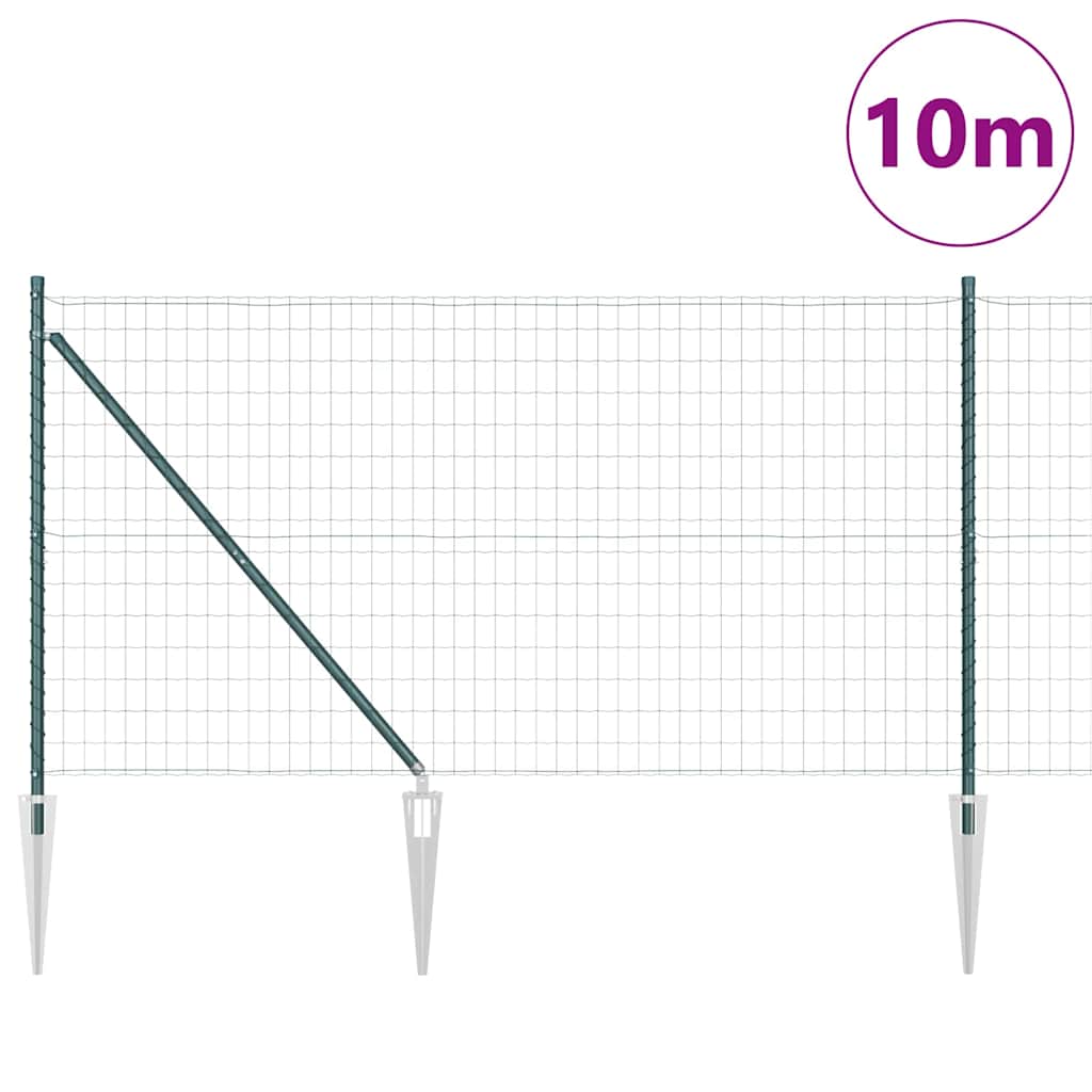 Recinzione in rete saldata con punte 10 x 1,4 m verde acciaio PVC