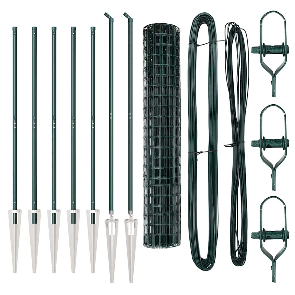 Recinzione in rete saldata con punte 10 x 1,5 m - Acciaio rivestito PVC verde