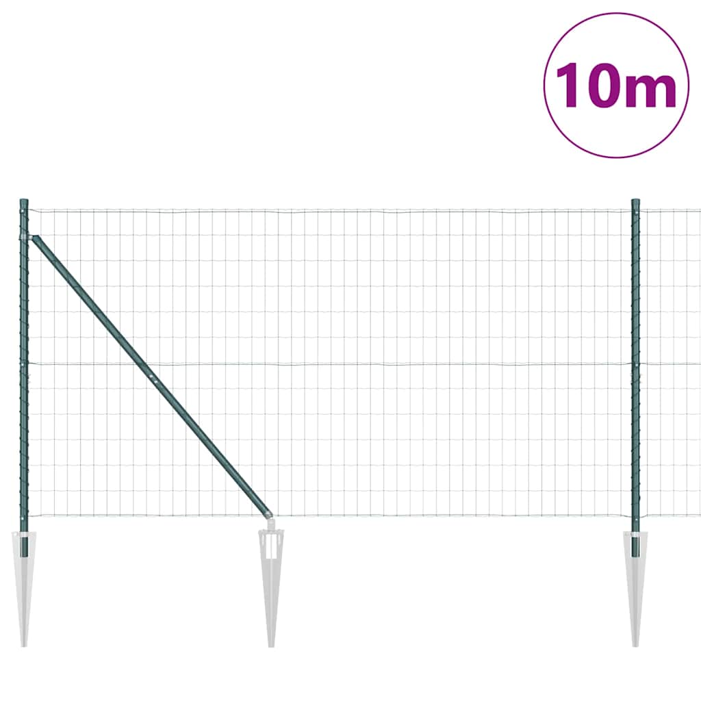 Recinzione in rete saldata 10 x 1,4 m con punte - Acciaio PVC verde