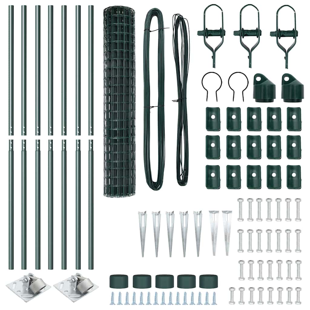 Recinzione in rete saldata con punte 10 x 1,5 m - Acciaio rivestito PVC verde