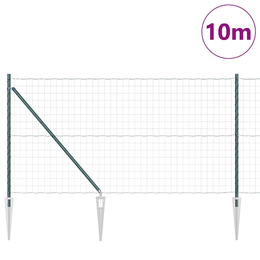 Recinzione in rete saldata con punte 10 x 1,0 m - Acciaio PVC Verde