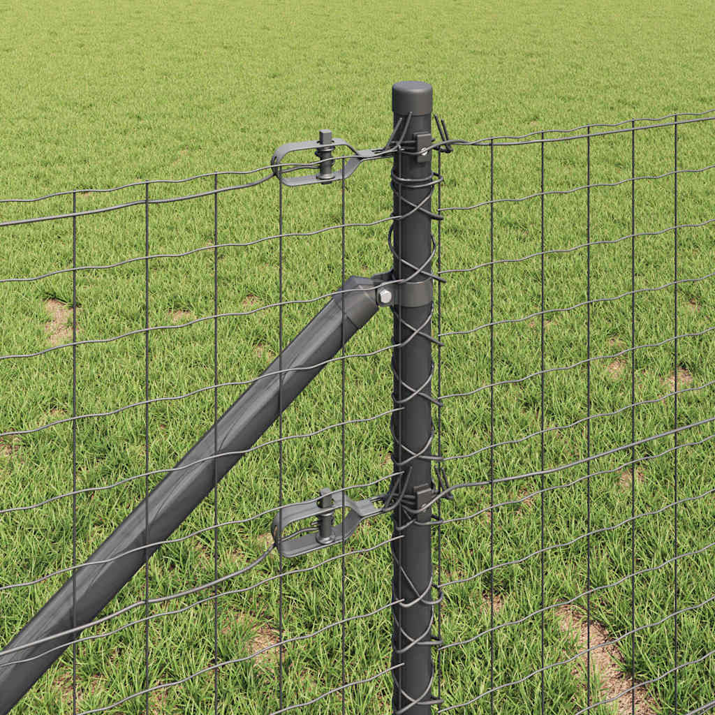 Recinzione in rete saldata con punte 10 x 1 m (L x H) - Acciaio rivestito PVC grigio