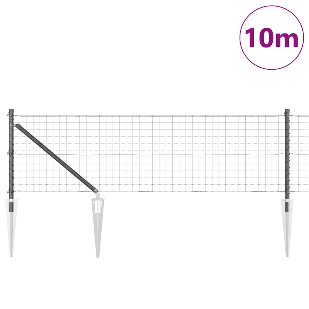 Recinzione in rete saldata con punte 10 x 0,8 m - Acciaio rivestito PVC grigio