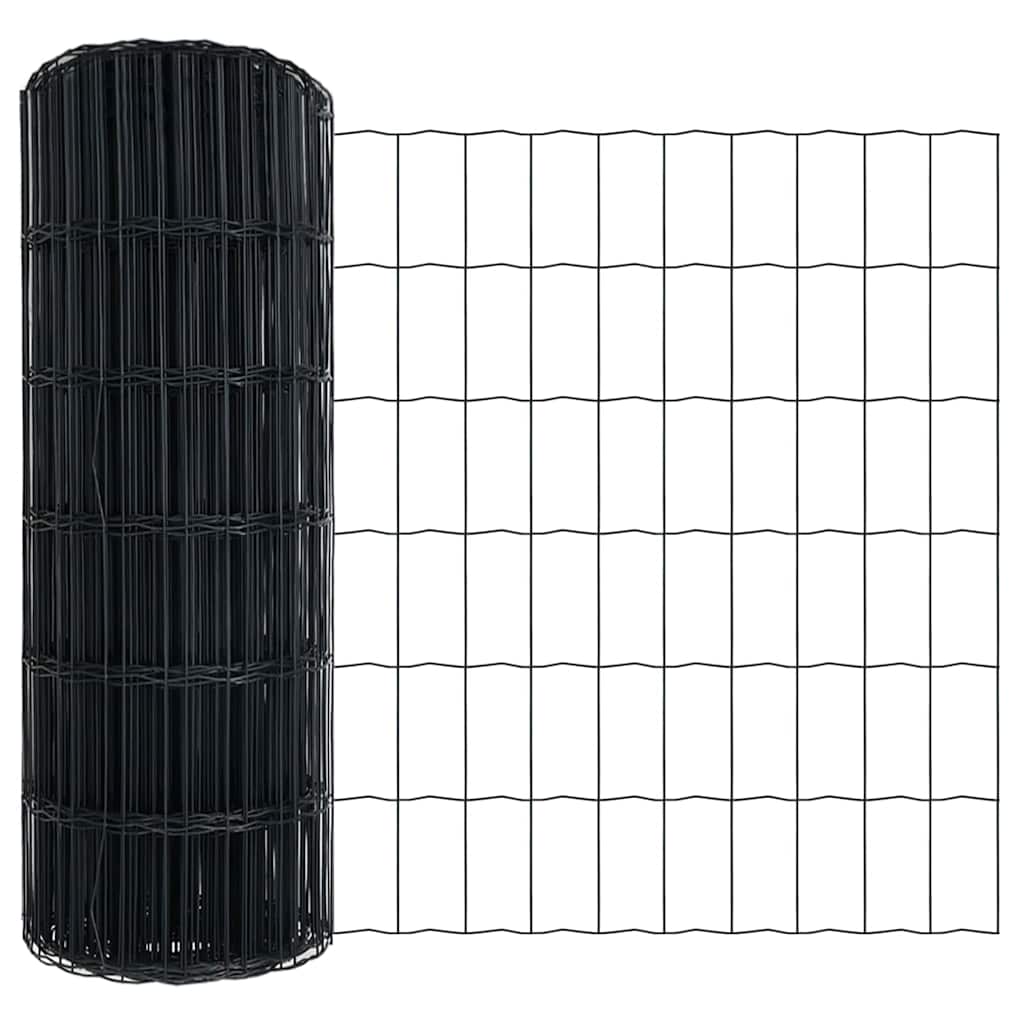 Recinzione in rete saldata con punte 10 x 1 m (L x H) - Acciaio rivestito PVC grigio