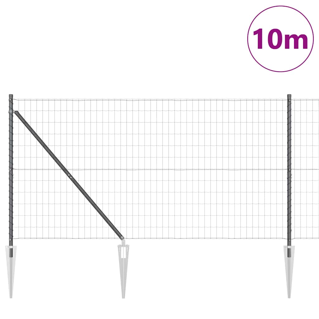 Recinzione in rete saldata 10 x 1,4 m con punte - Acciaio PVC grigio