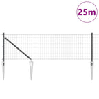 Recinzione in rete saldata con punte 25 x 0,6 m - Acciaio rivestito PVC grigio
