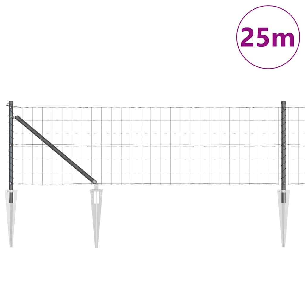Recinzione in rete saldata con punte 25 x 0,8 m - Acciaio rivestito PVC grigio