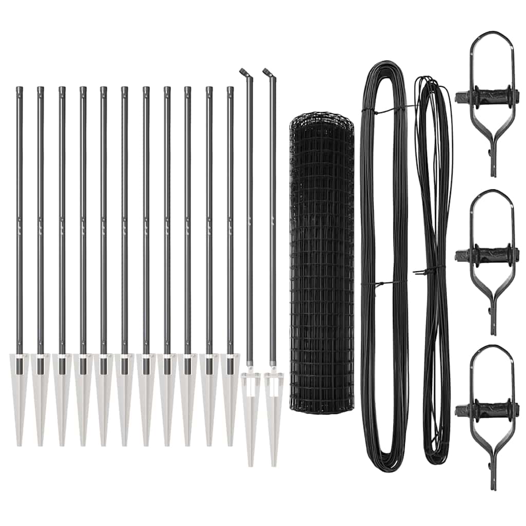 Recinzione in rete saldata 25 x 1,2 m grigia in acciaio rivestito PVC