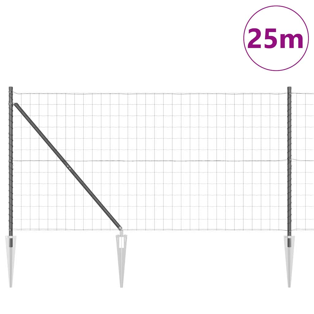 Recinzione in rete saldata 25 x 1,2 m grigia in acciaio rivestito PVC
