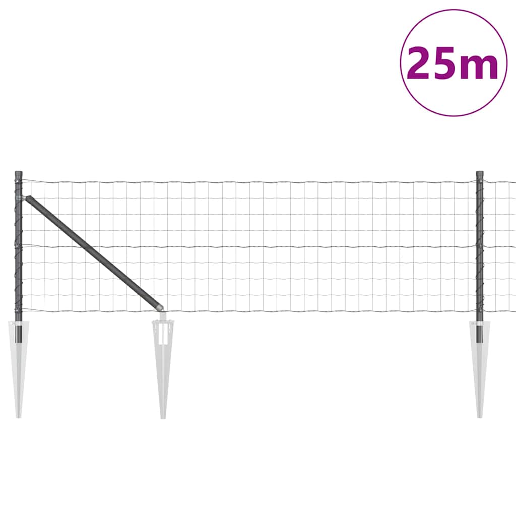 Recinzione in rete saldata con punte 25 x 0,8 m acciaio PVC grigio