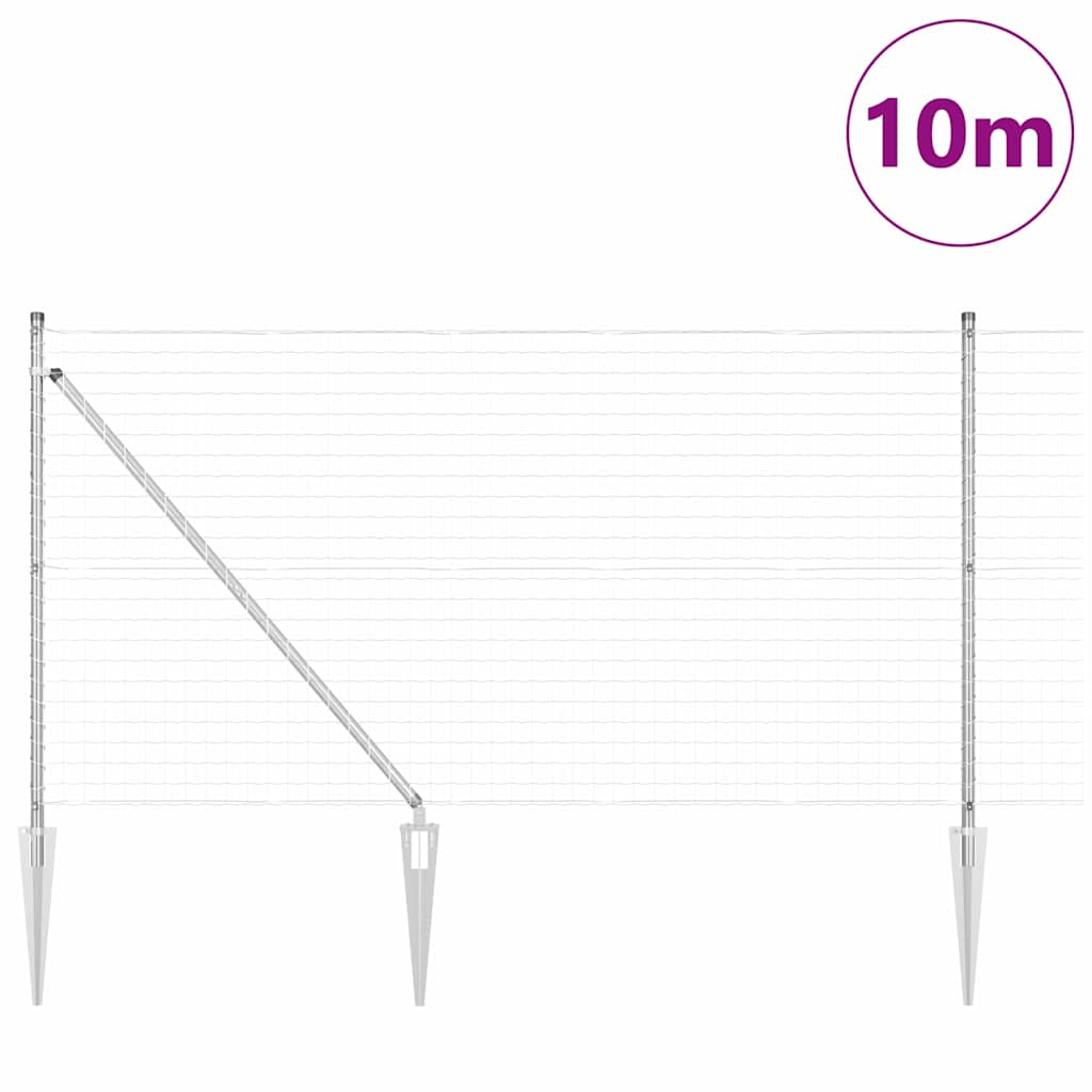 Recinzione in rete saldata con punte 10 x 1 m (L x H) - Acciaio zincato