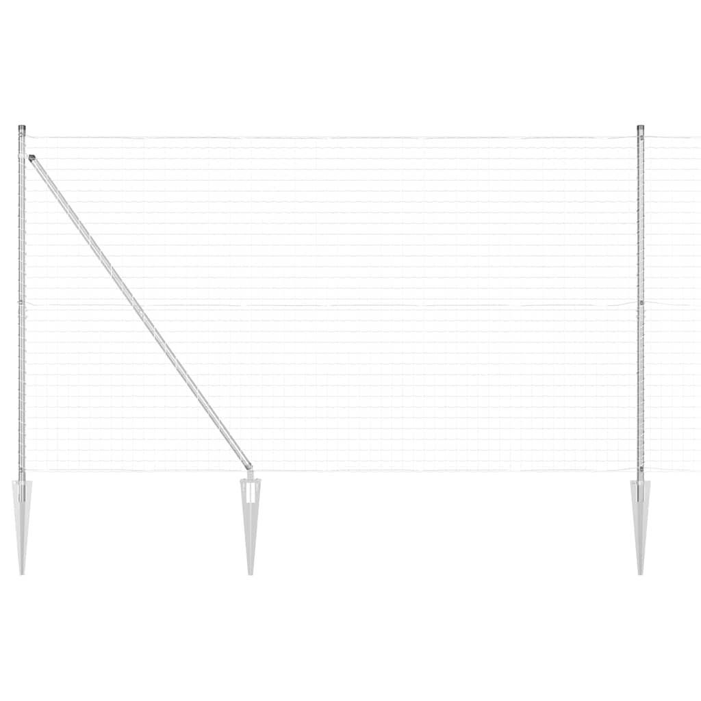 Recinzione in rete saldata zincata 10 x 1,5 m con pali e punte