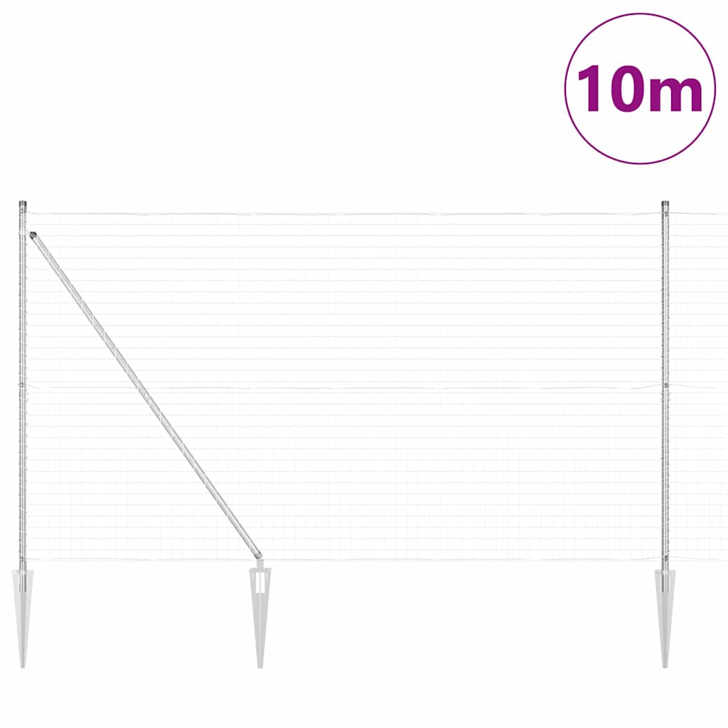 Recinzione in rete saldata zincata 10 x 1,5 m con pali e punte