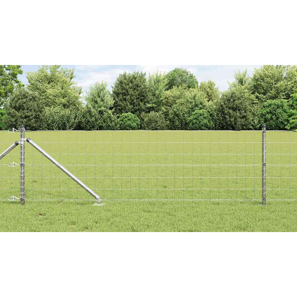 Recinzione in rete saldata zincata 10 x 0,8 m con pali e picchetti