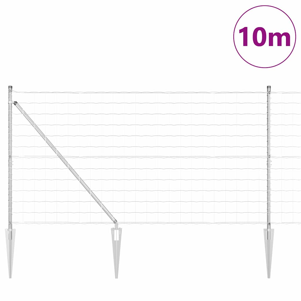 Recinzione in rete saldata zincata 10 x 1,2 m con pali e picchetti