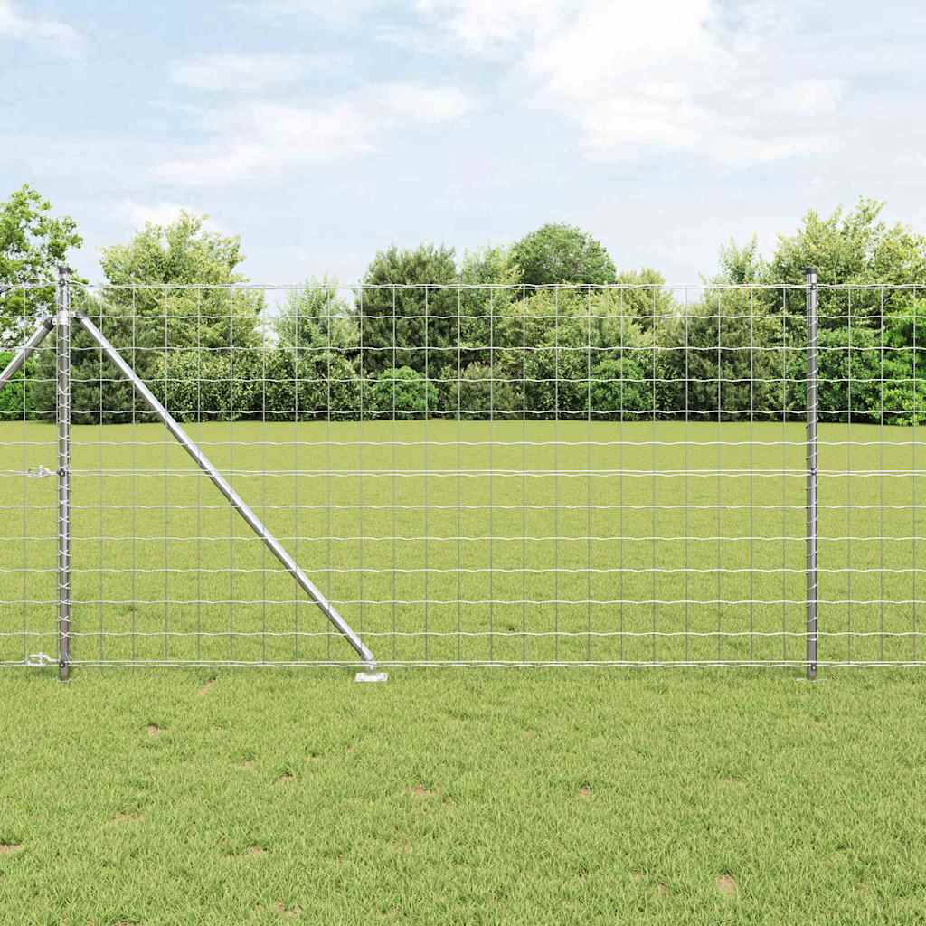 Recinzione in rete saldata zincata 25 x 1 m con pali e picchetti