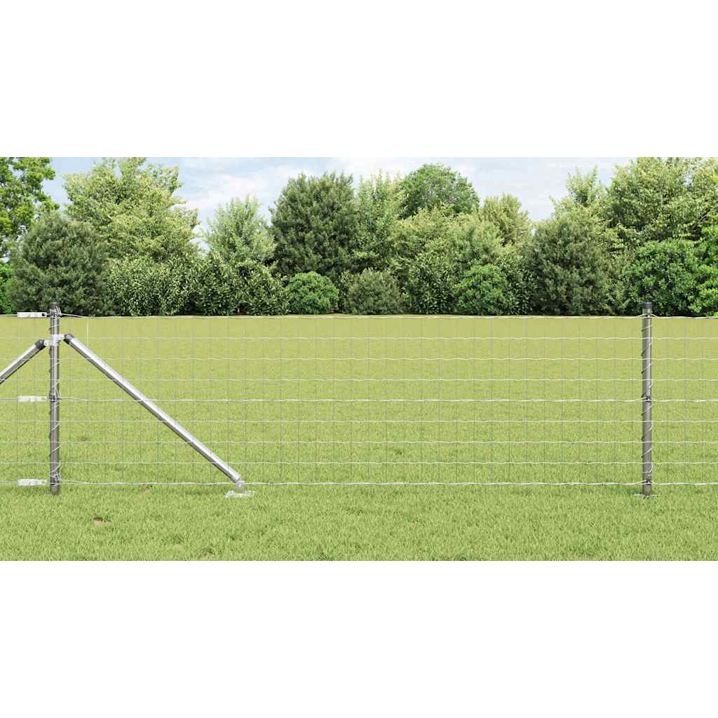 Recinzione in rete saldata zincata 25 x 0,4 m con pali e punte