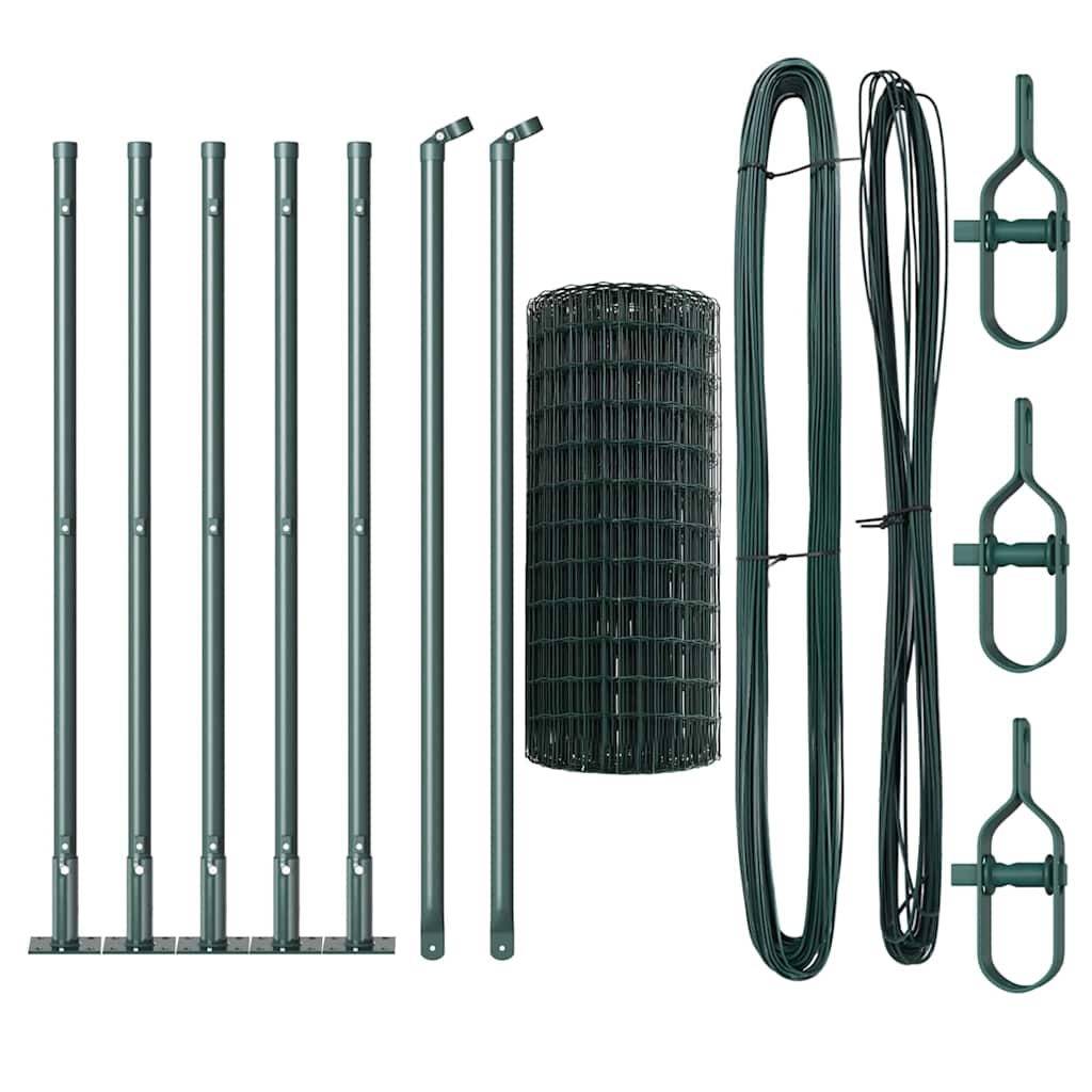 Recinzione Metallica Saldata con Base in Cemento 10x0,4m - Acciaio Rivestito PVC Verde