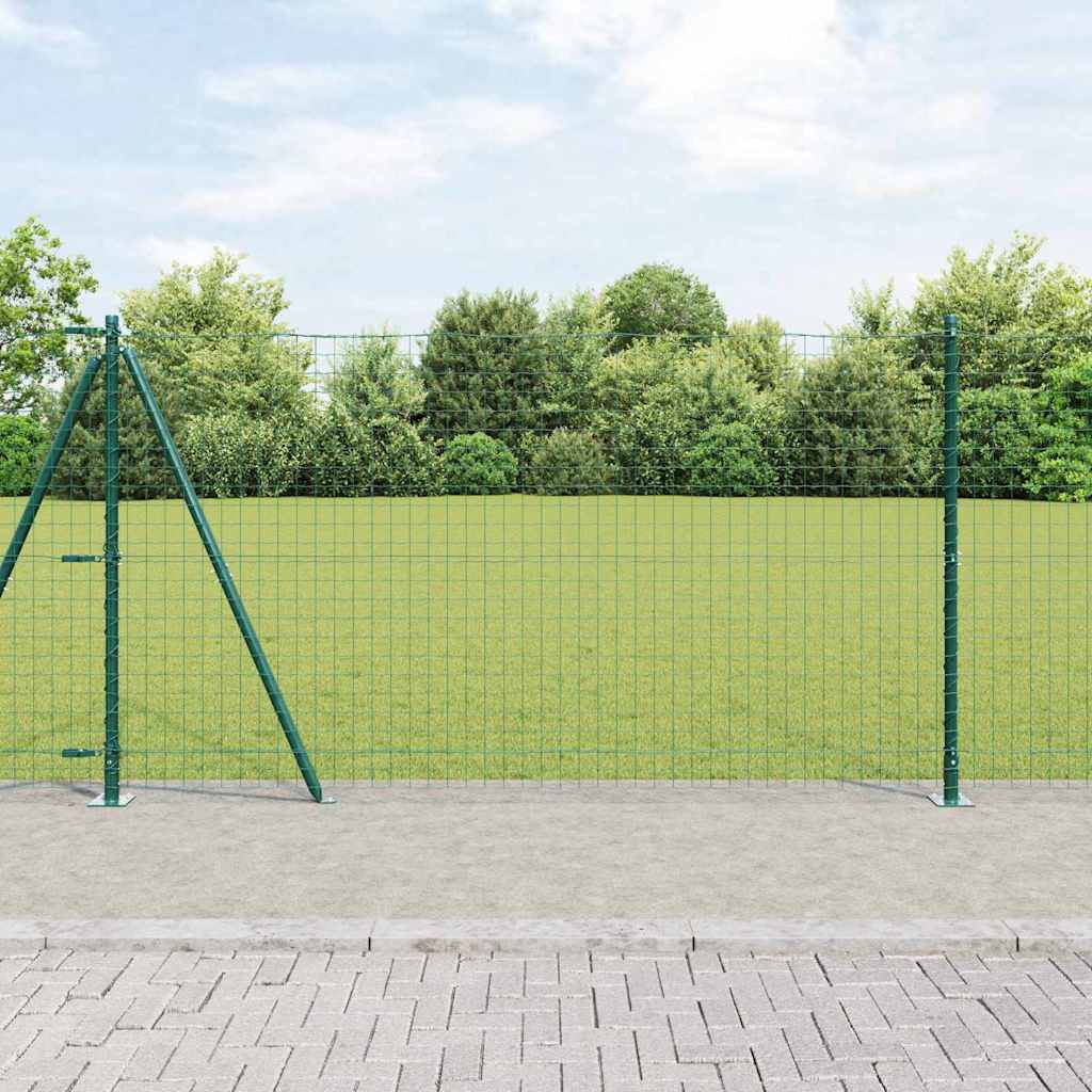 Recinzione Metallica Saldata Acciaio PVC Verde 10x1,2m con Base in Cemento