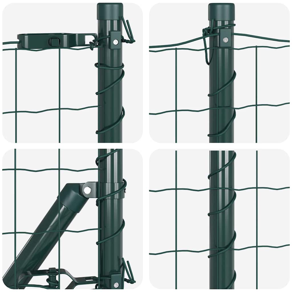Recinzione Metallica Saldata Acciaio PVC Verde 10x0,4 m con Base in Cemento