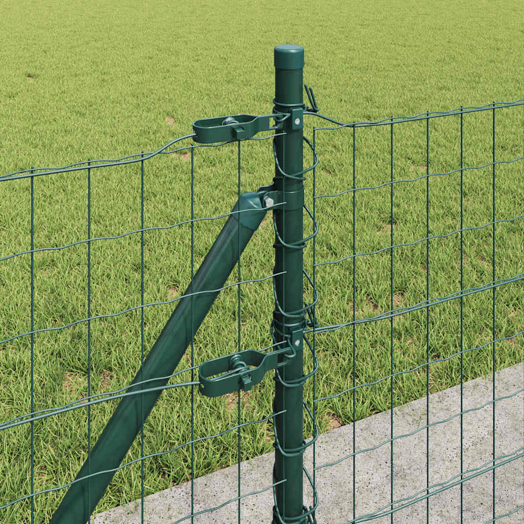 Recinzione Metallica Saldata Acciaio PVC Verde 10x0,4 m con Base in Cemento
