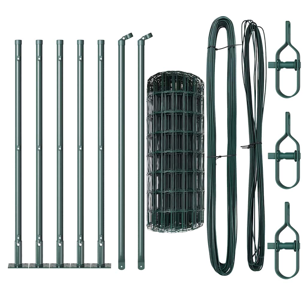 Recinzione Metallica Saldata Acciaio PVC Verde 10x0,4 m con Base in Cemento