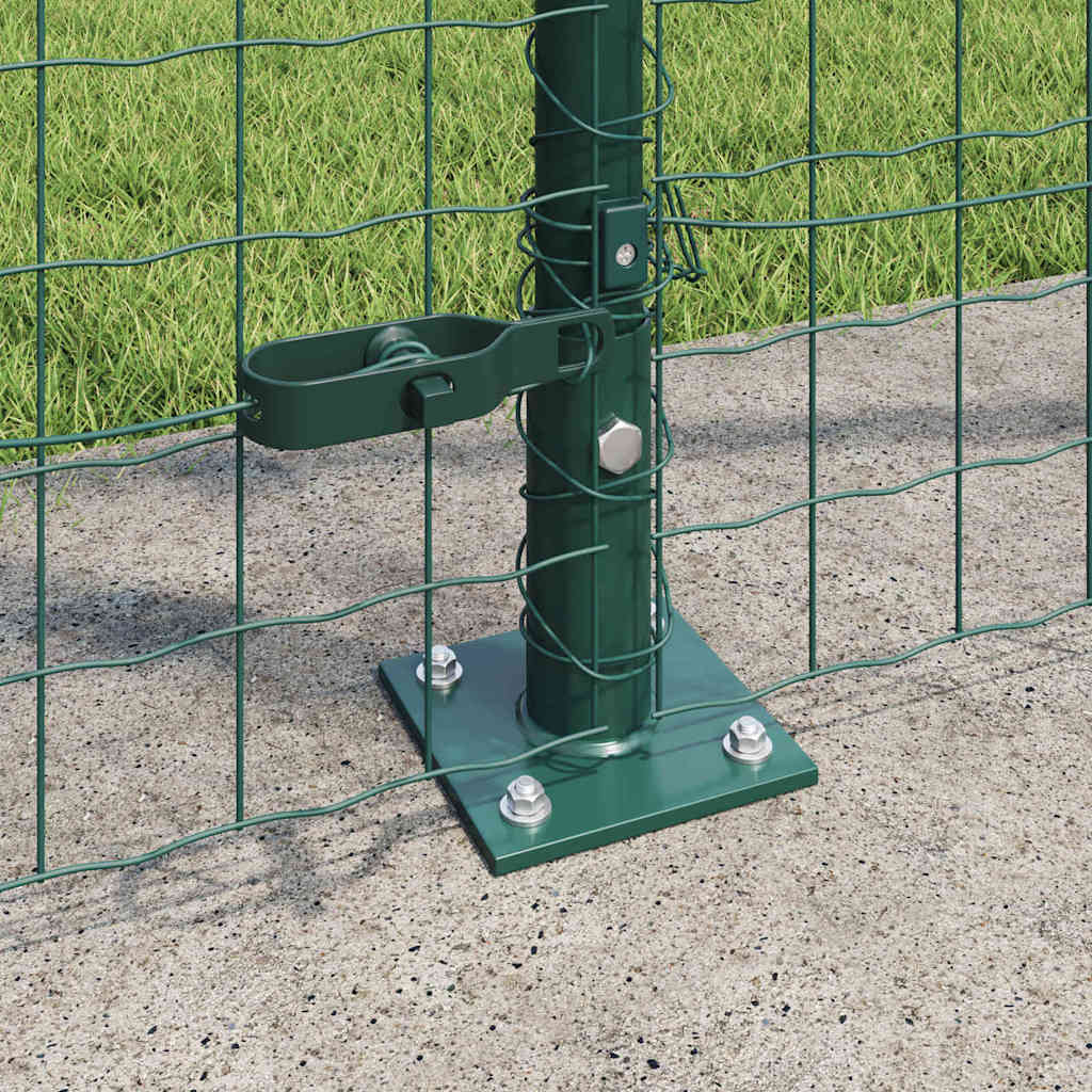 Recinzione Metallica Elettrosaldata con Base in Cemento 10 x 1,4 m - Acciaio PVC Verde