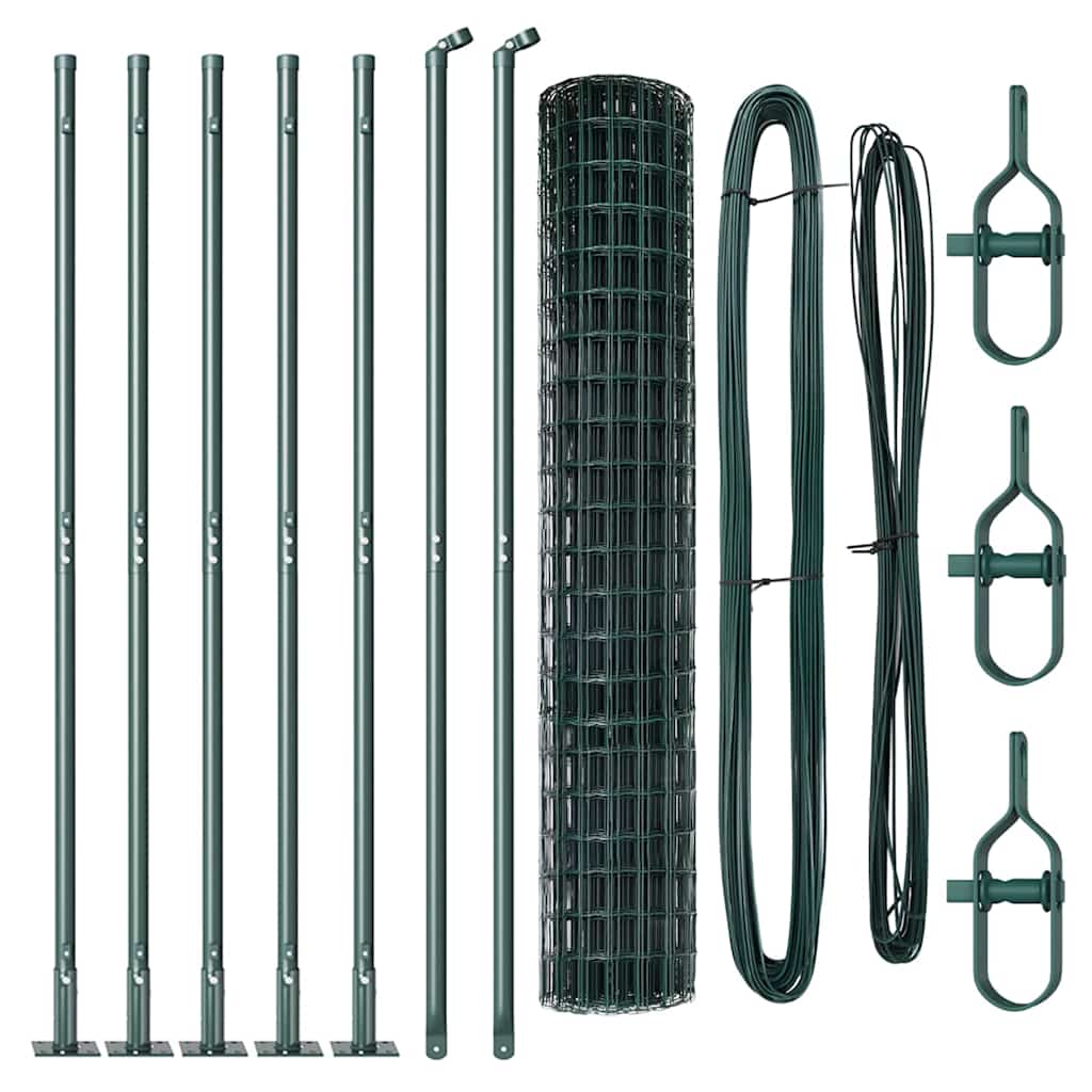 Recinzione Metallica Saldato Verde Acciaio PVC 10 x 1,5 m con Base in Cemento