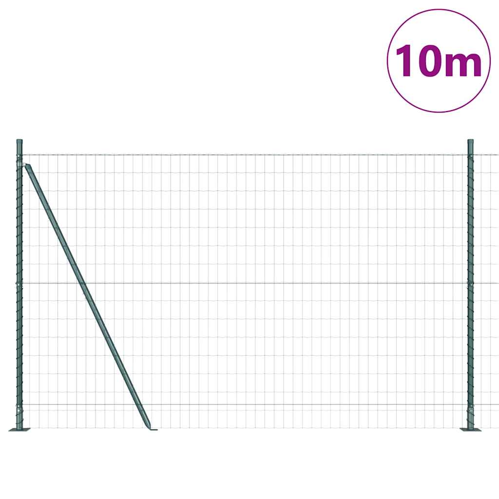 Recinzione Metallica Saldato Verde Acciaio PVC 10 x 1,5 m con Base in Cemento
