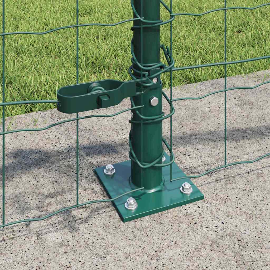 Recinzione Metallica Saldata in Acciaio PVC Verde 10x0,4 m con Base in Cemento