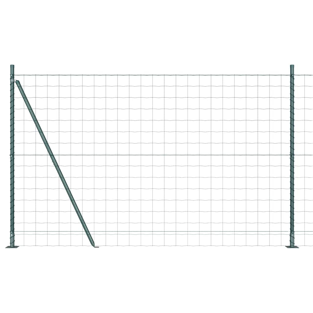 Recinzione Metallica Saldato con Base in Cemento 10x1,5m - Acciaio Rivestito PVC Verde