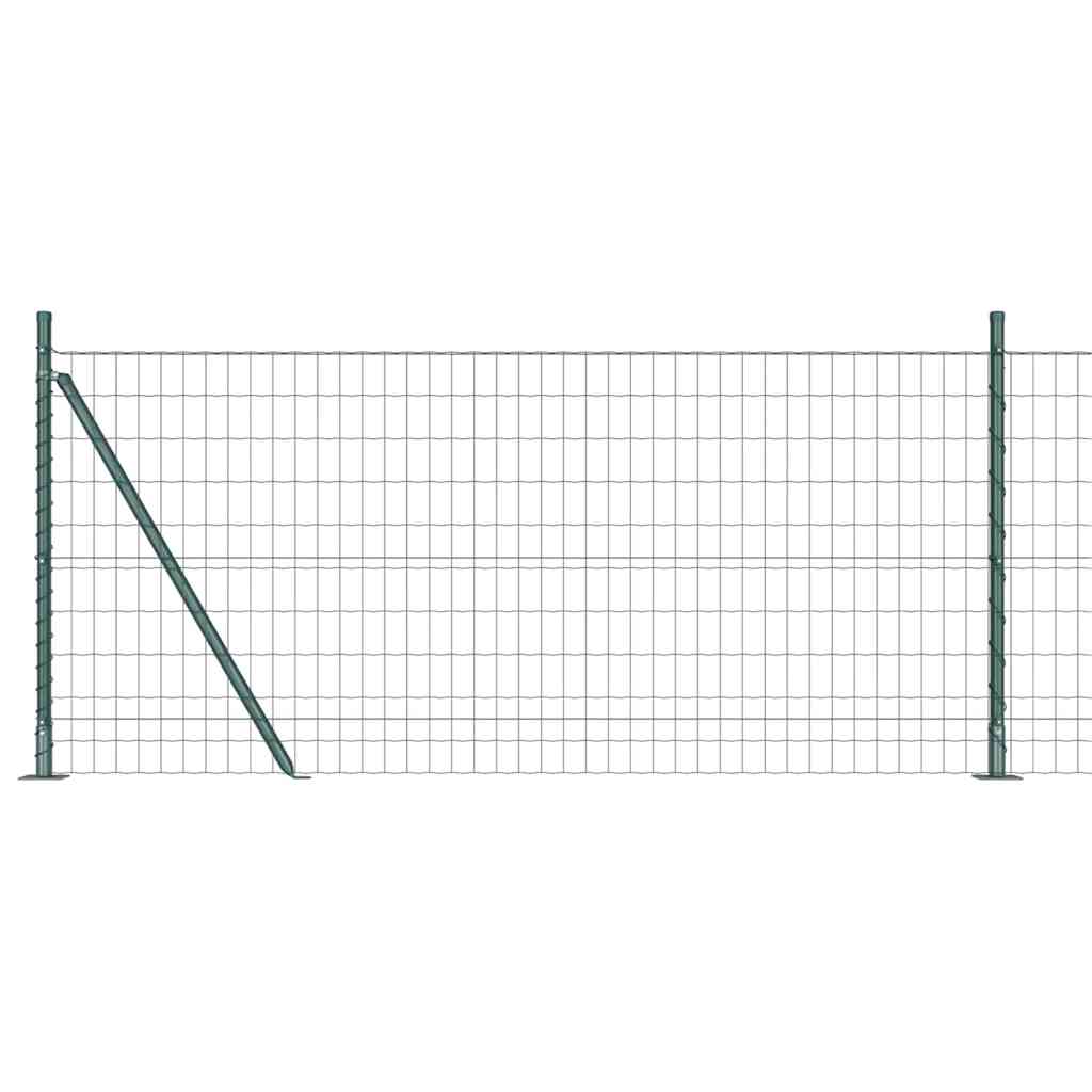 Recinzione Metallica Saldata in Acciaio PVC Verde 25x0,8 m con Base in Cemento