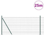 Recinzione Metallica Saldata in Acciaio PVC Verde 25x0,8 m con Base in Cemento