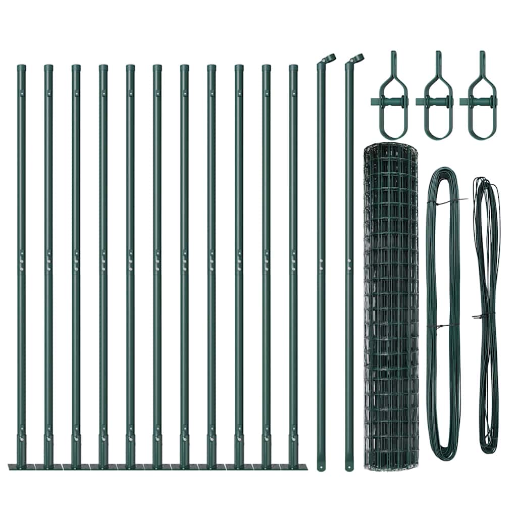 Recinzione Metallica Saldata 25x1,2 m con Base in Cemento - Acciaio Rivestito PVC Verde