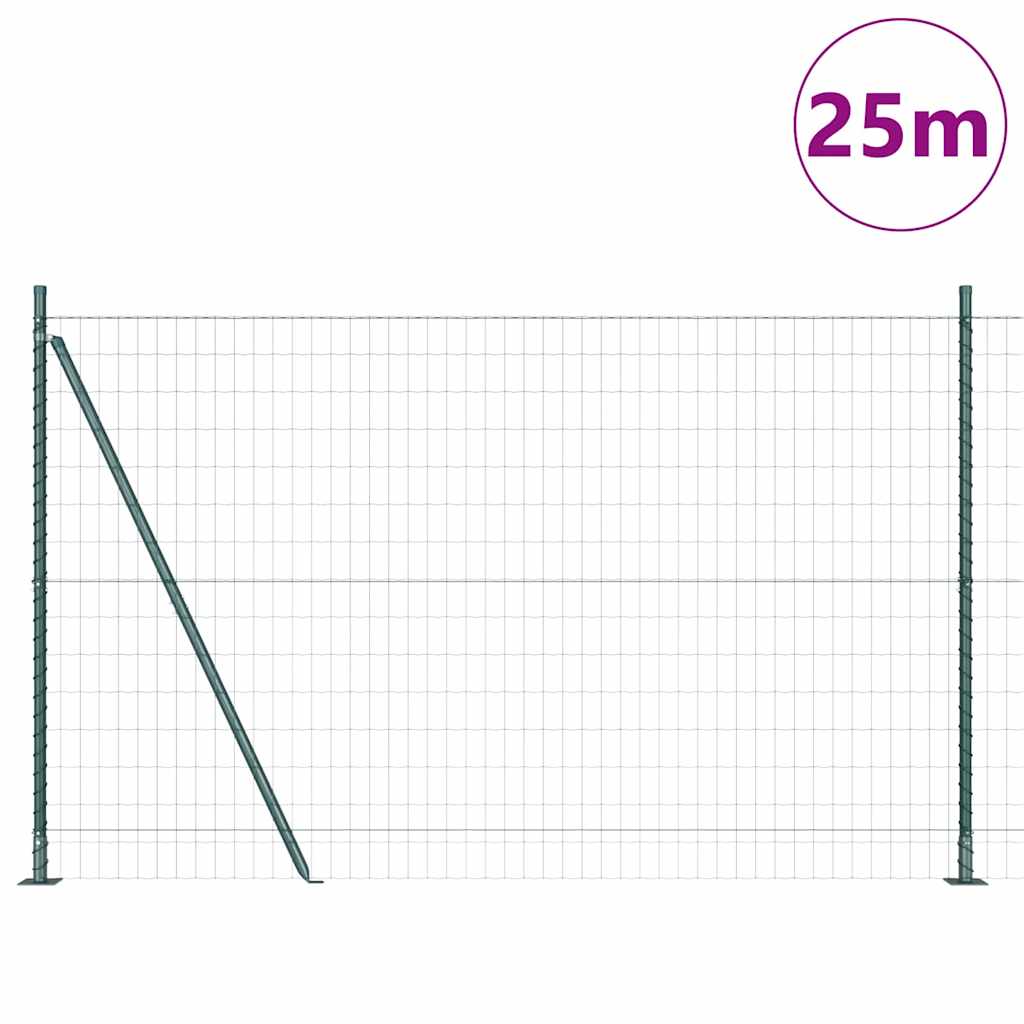Recinzione Metallica Saldata 25x1,2 m con Base in Cemento - Acciaio Rivestito PVC Verde